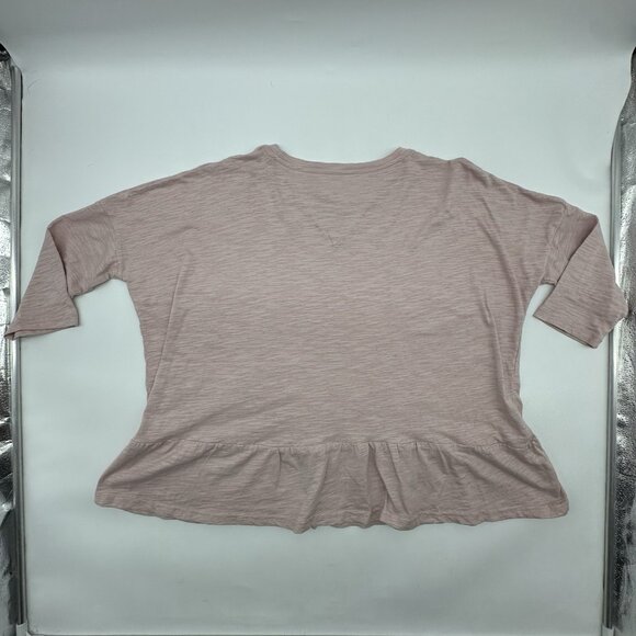 MerSea Women’s One Size Pink Half Sleeve Peplum Slub Tee Top Ruffle Hem Blouse - Picture 6 of 9